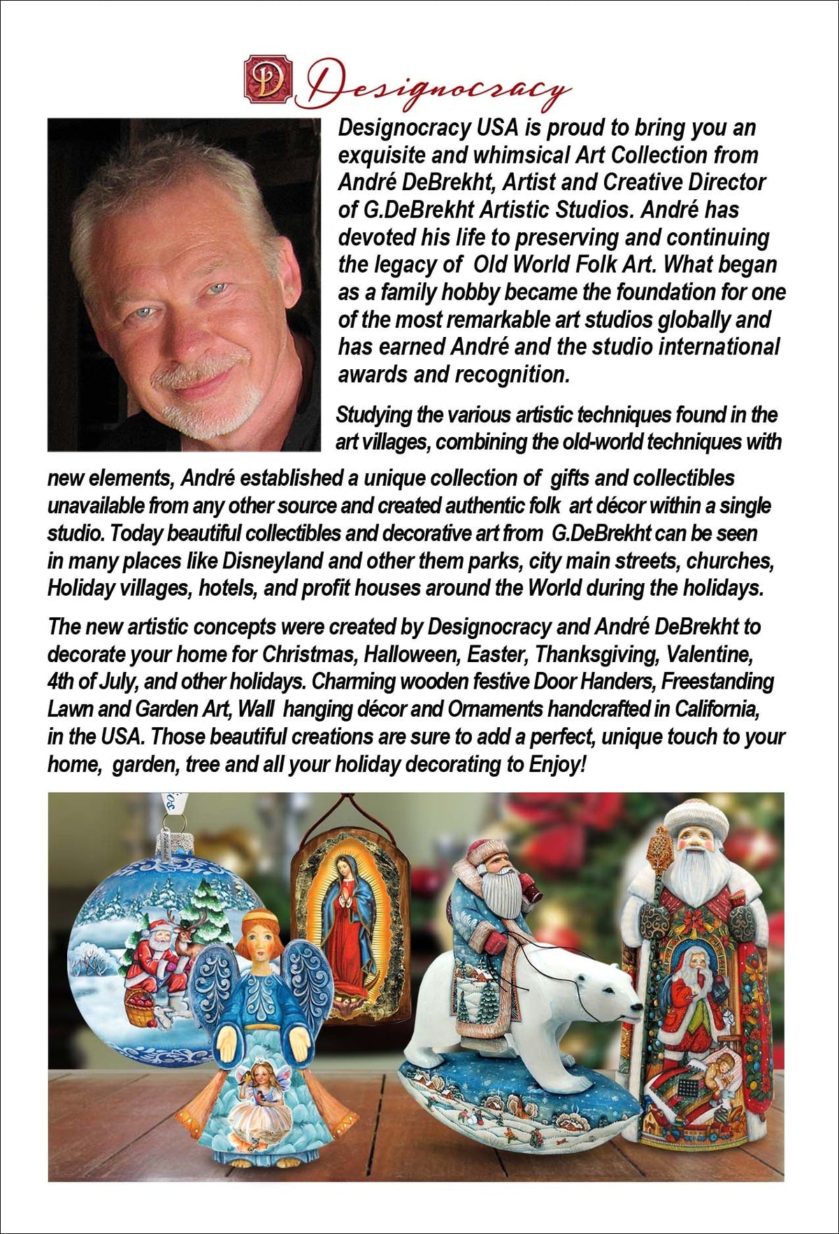 Santa's Holiday Nutcracker Wooden Ornaments by G. Debrekht - Christmas Santa Snowman Decor - 8691401