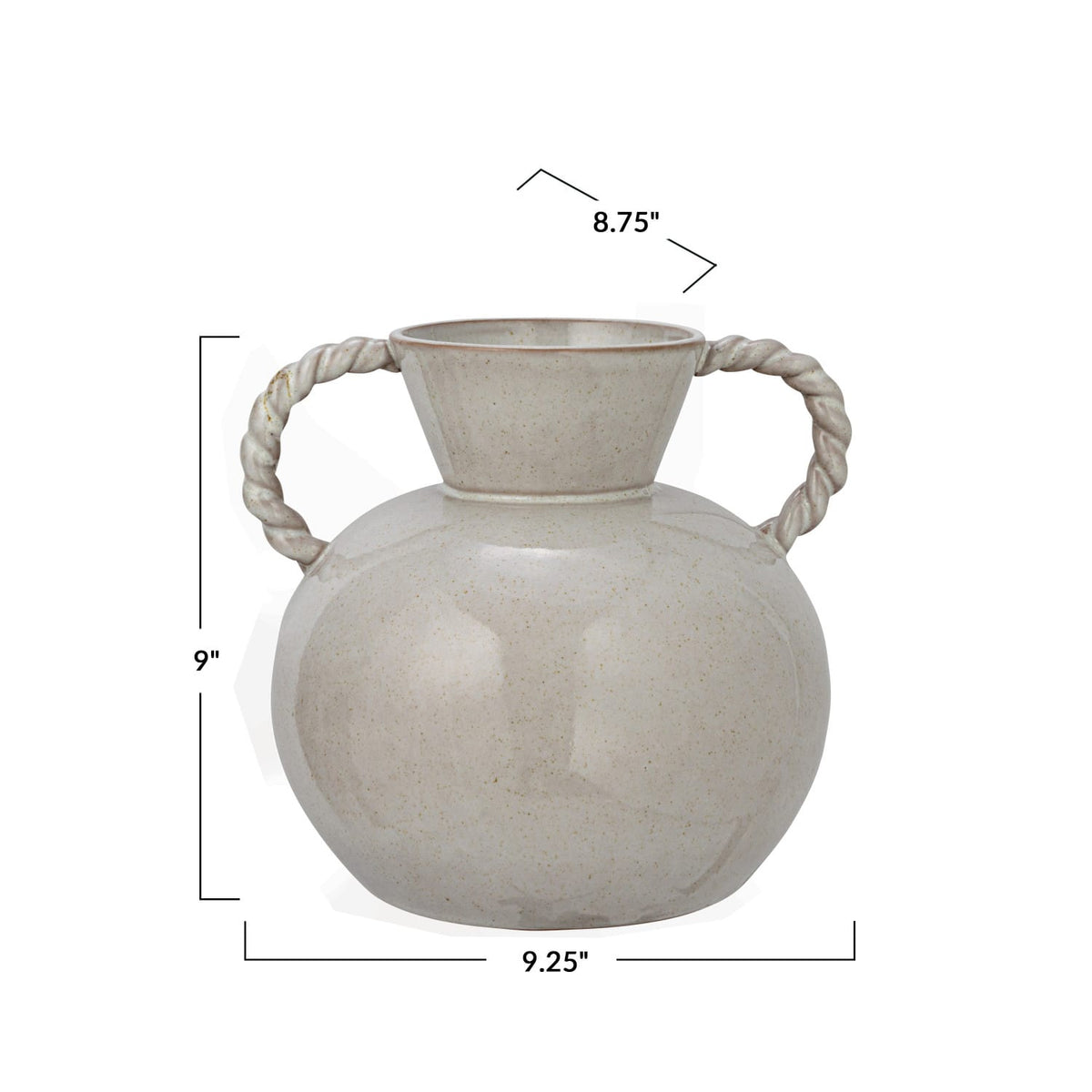 Stoneware Vase with Twisted Handles - Reactive Glaze Ceramic Vase