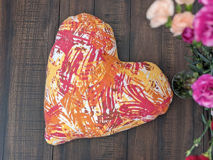 DaDa Bedding Hand-Made Sewn Marble Painted Heart Shaped Reversible Colorful Throw Pillow - 16” x 14”