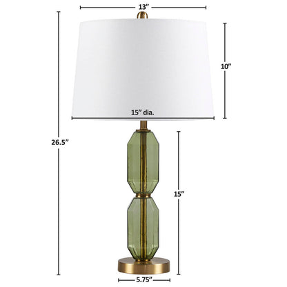 Faceted Green Glass Table Lamp