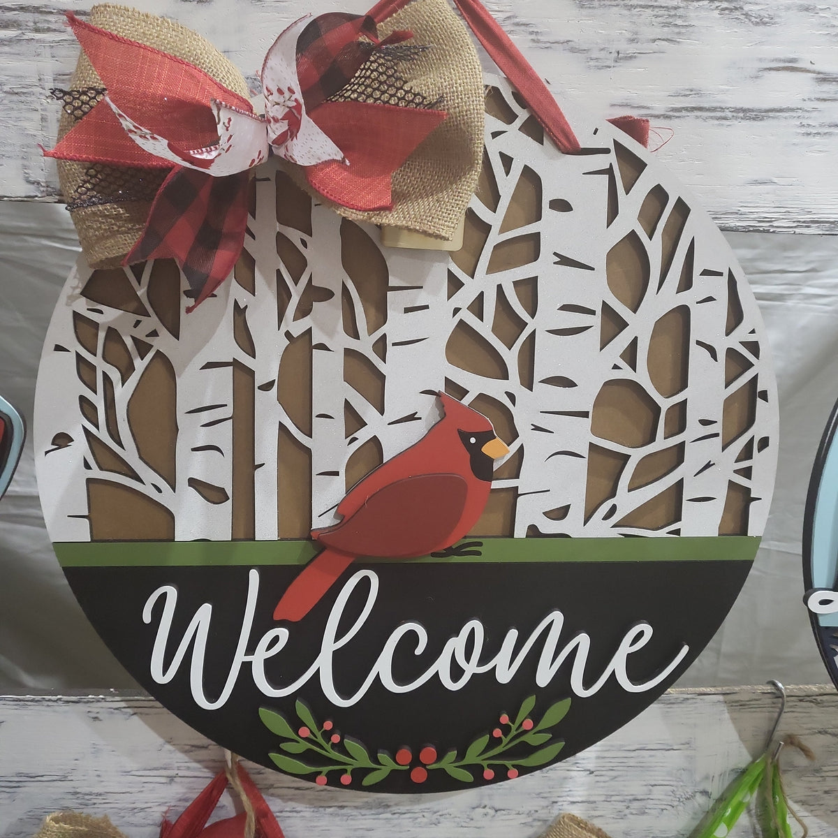 Finished - Welcome Cardinal Door Hanger