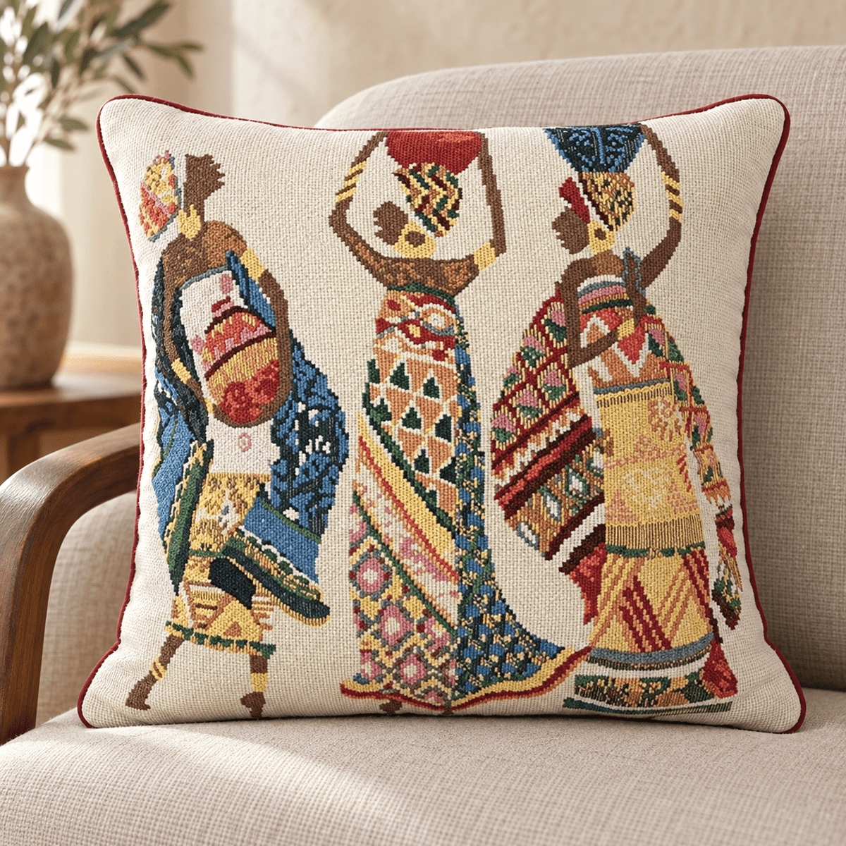 DaDa Bedding Dancing Women African Dreams Tapestry Throw Pillow Covers 16" x 16"