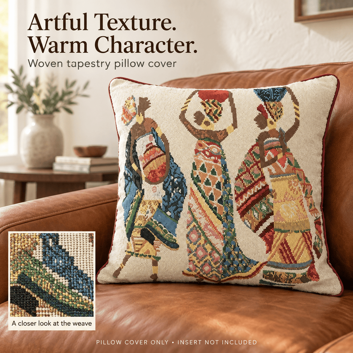 DaDa Bedding Dancing Women African Dreams Tapestry Throw Pillow Covers 16" x 16"