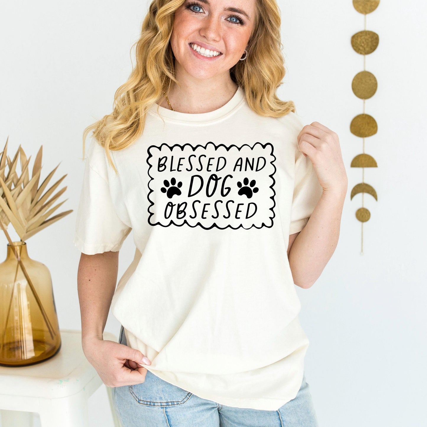 Dog Lover T-Shirt - Blessed & Dog Obsessed Comfort Colors Tee With Paw Prints