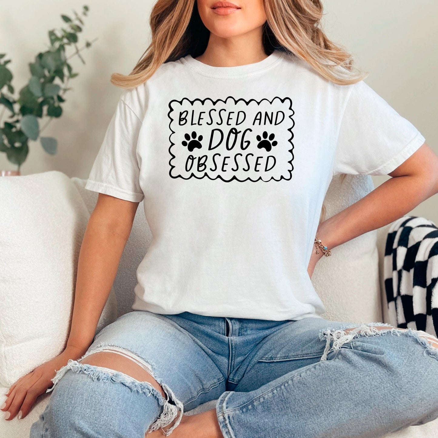 Dog Lover T-Shirt - Blessed & Dog Obsessed Comfort Colors Tee With Paw Prints