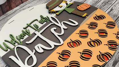 Scarecrow Welcome to our Patch Door Hanger - Finished