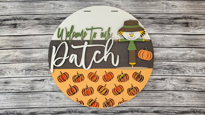Scarecrow Welcome to our Patch Door Hanger - Finished