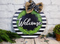 Welcome Wreath & Stripes Door Hanger - Finished
