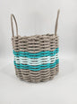 Authentic Maine Lobster Rope Storage Basket Tan and Seafoam, Accent color choice