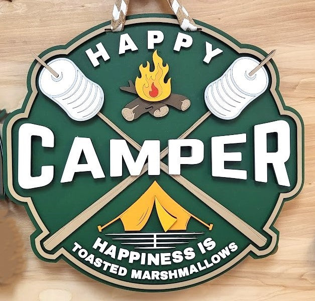 Finished - Camping Marshmallow Sticks Door Hanger Sign