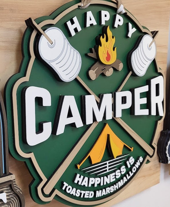 Finished - Camping Marshmallow Sticks Door Hanger Sign