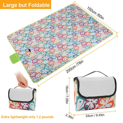 60" x 78" Waterproof Picnic Blanket Handy Mat with Strap Foldable Camping Rug for Camping Hiking Grass Travelling