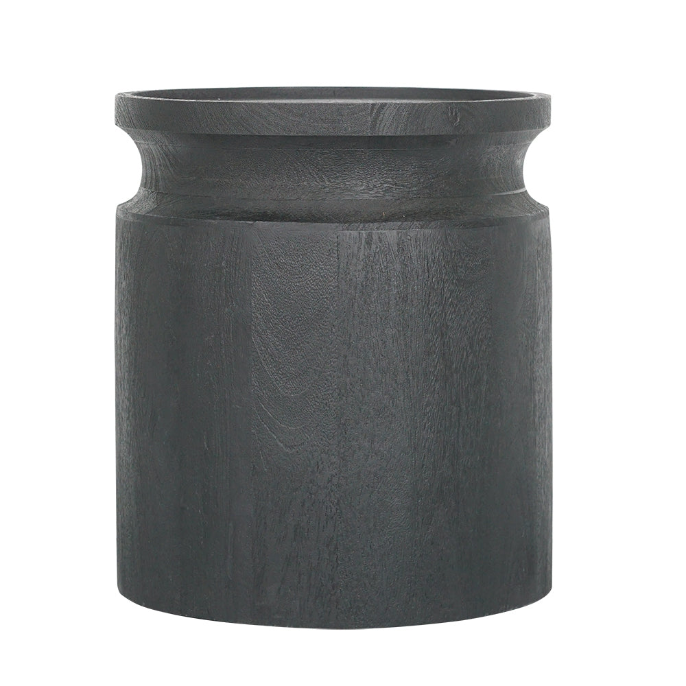 Black Wooden Cylinder Side Table