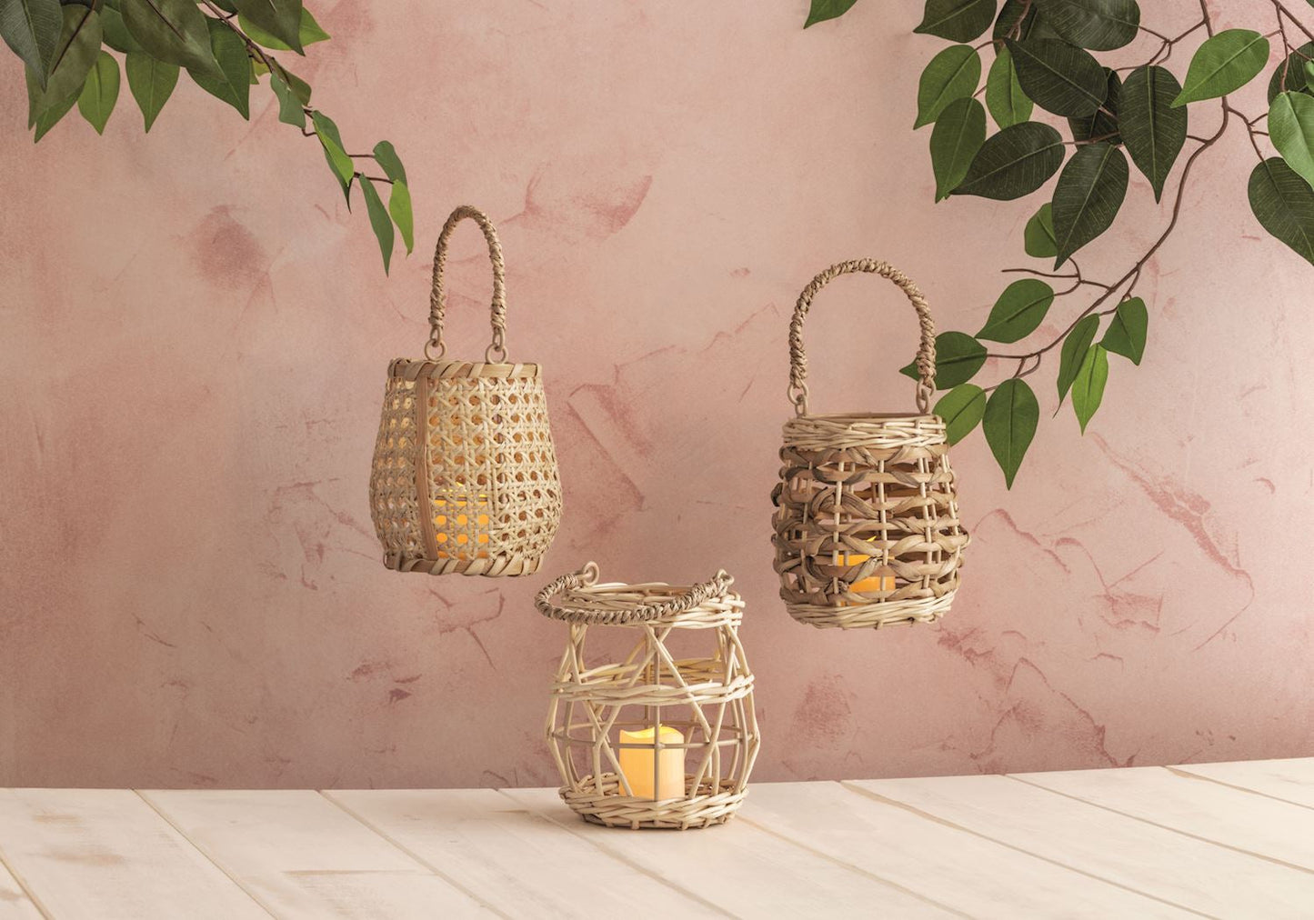 Petite Woven Rattan Lantern Basket