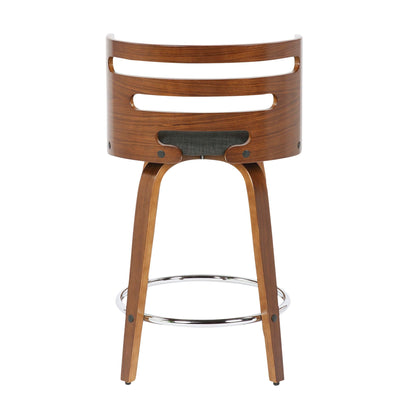 Cosini - Mid Century Modern Fixed Height Counter Stool With Footrest With Swivel (Set of 2)