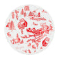 Red Christmas Toile Dessert Plate