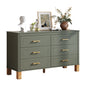 6-Drawer Double Dresser with Solid Wood Legs - Olive