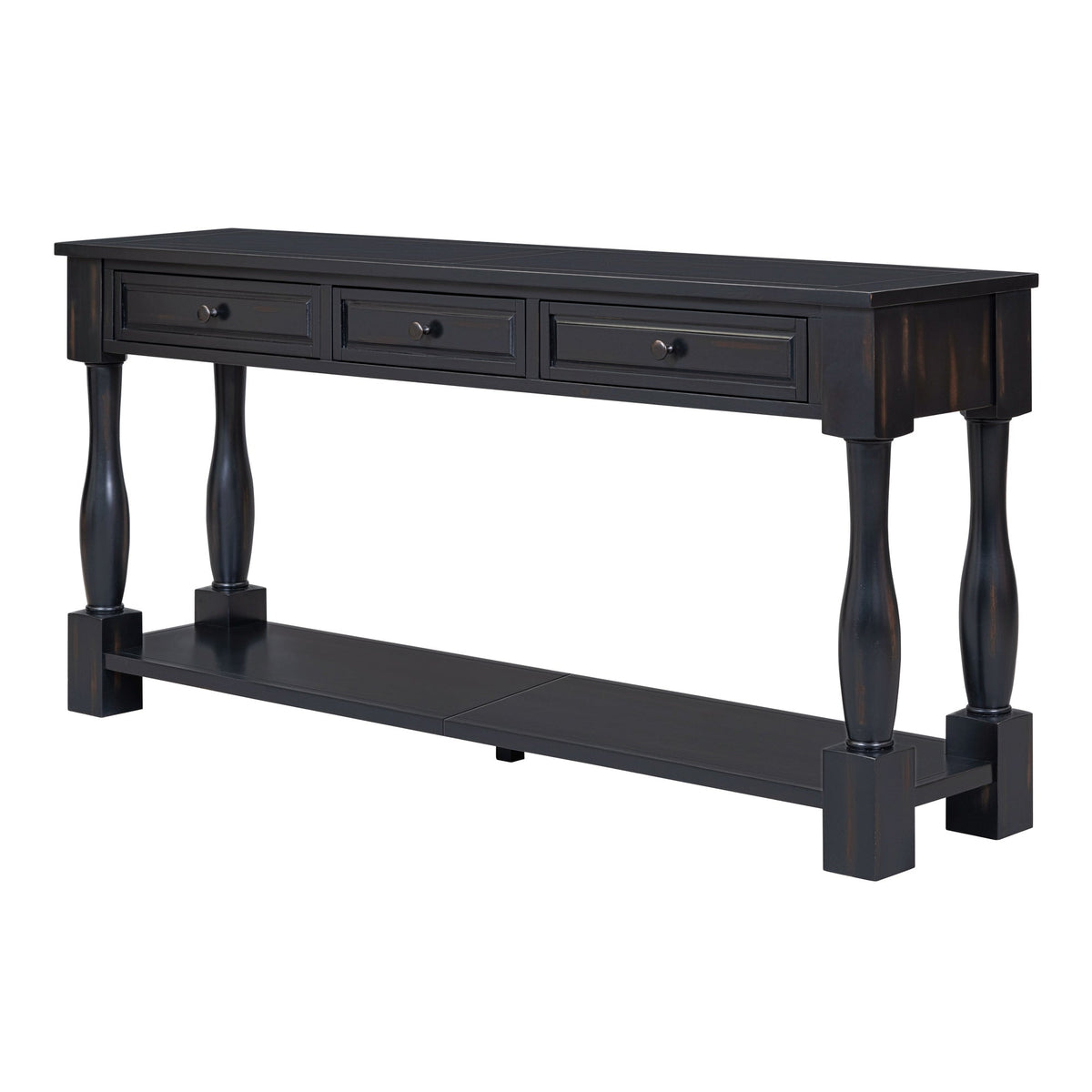 63" Console Table with Drawers and Shelf - Espresso