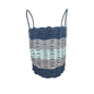 Five Stripe Rope Storage Basket Navy Blue, Light Gray, Seafoam