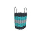 Five Stripe Rope Storage Basket Black, Teal & Gray