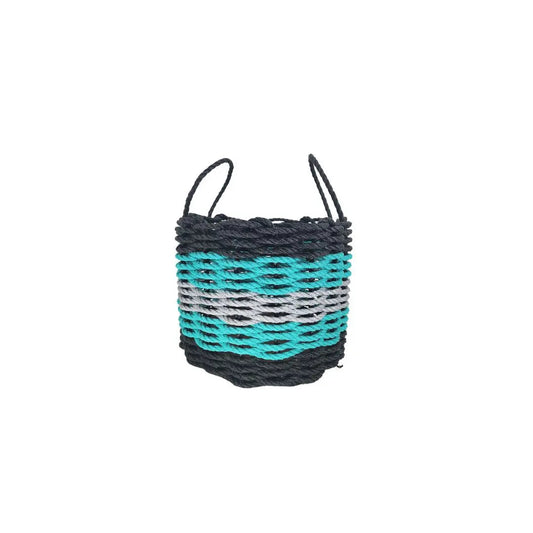 Five Stripe Rope Storage Basket Black, Teal & Gray