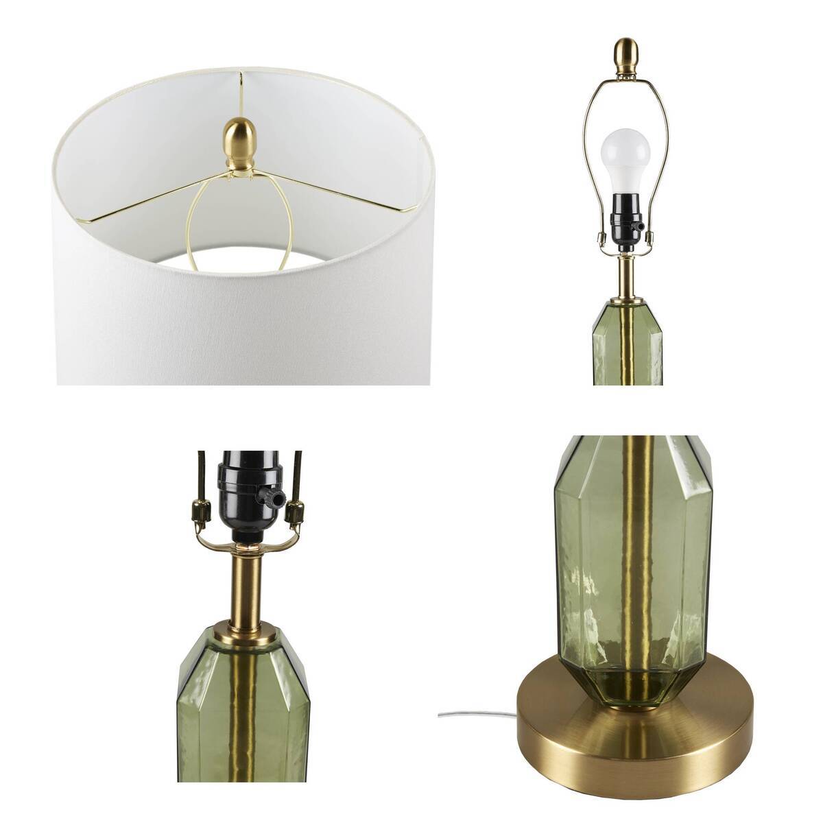 Faceted Green Glass Table Lamp