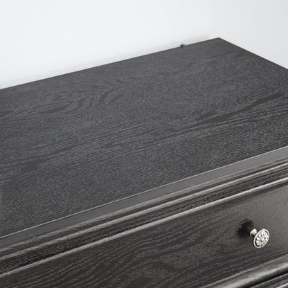 Modern 5-Drawer Black Dresser with Metal Handles - Black