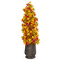 43" Autumn Maple Artificial Tree in Ribbed Metal Planter