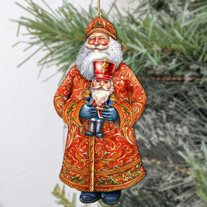Santa's Holiday Nutcracker Wooden Ornaments by G. Debrekht - Christmas Santa Snowman Decor - 8691401