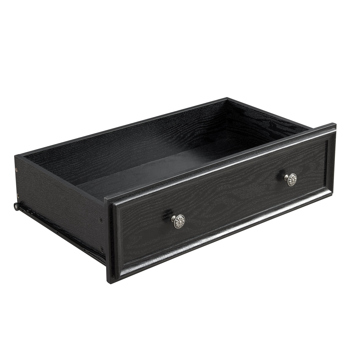 Modern 5-Drawer Black Dresser with Metal Handles - Black