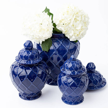 Navy Textured Ginger Jars - Three Sizes