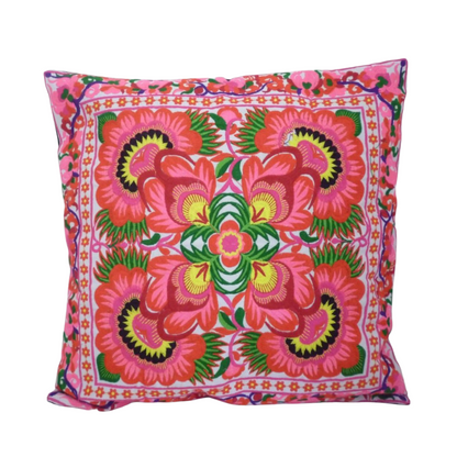 Frida Flower Embroidered Mexican Flower Boho Cushion - Thailand