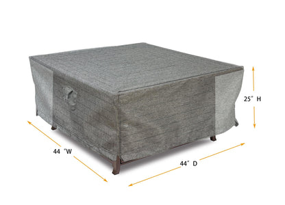Premium Heavy-Duty Square Fire Table Cover - 3-Layer Water & UV-Resistant, Platinum Series, 44" W x 44" D x 25" H for Outdoor Patio Furniture