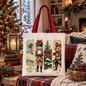 Ballet and Nutcracker Christmas Tote Bag, Coquette Bow and Mouse Vintage Holiday Gift Shopper