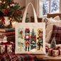 Ballet and Nutcracker Christmas Tote Bag, Coquette Bow and Mouse Vintage Holiday Gift Shopper