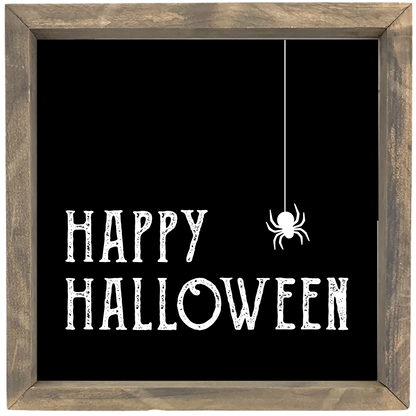 Happy Halloween with Spider Framed Saying