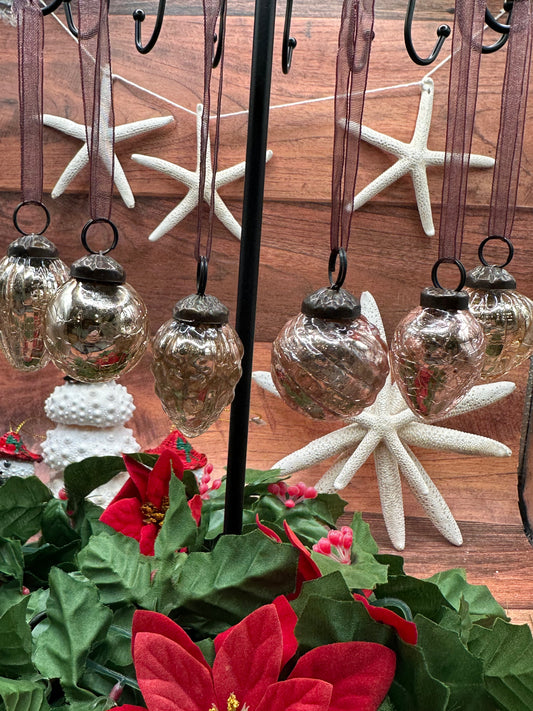 Small Mixed Design 1" Rose Crackle Ornament - Vintage Style