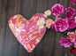 DaDa Bedding Hand-Made Sewn Marble Painted Heart Shaped Reversible Colorful Throw Pillow - 16” x 14”