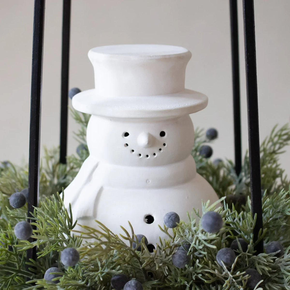 White Terracotta Snowman Figurine