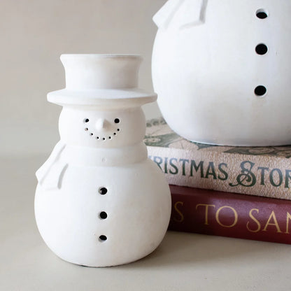 White Terracotta Snowman Figurine