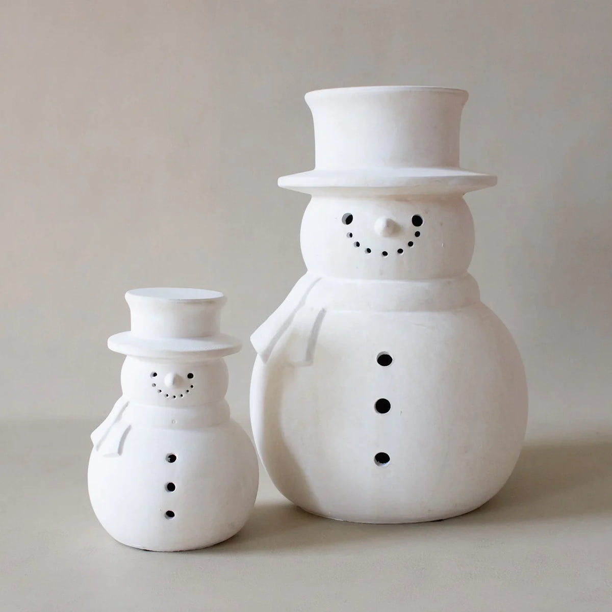 White Terracotta Snowman Figurine