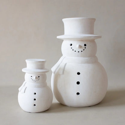 White Terracotta Snowman Figurine