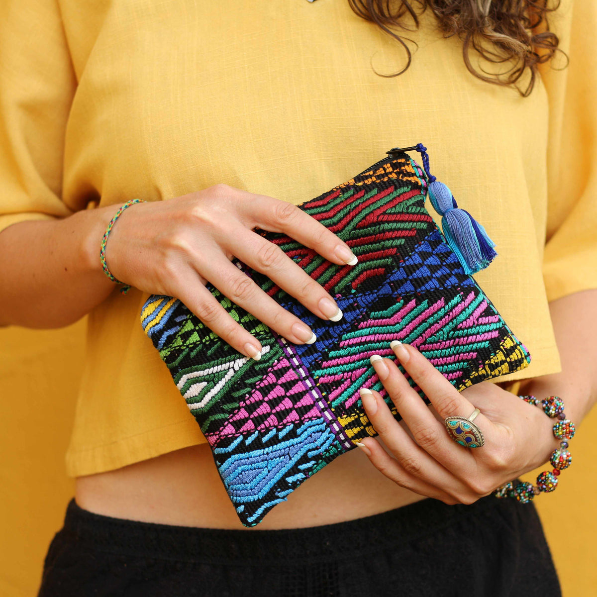Maya Up-cycled Huipil Cosmetic One-of-a-Kind Bag (XL) - Guatemala