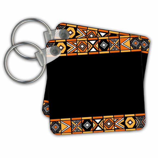 3dRose Key Chains Traditional African Pattern - Art of Africa Inspired by Zulu Beadwork Geometric designs - Ethnic (kc-76554-1)