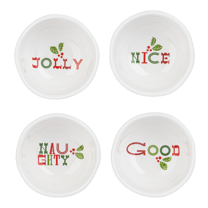 White Ceramic Holiday Tidbit Bowls