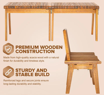 Modular Folding Wooden Bench – 2 Pc.