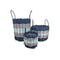 Five Stripe Rope Storage Basket Navy Blue, Light Gray, Seafoam