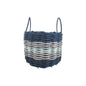 Five Stripe Rope Storage Basket Navy Blue, Light Gray, Seafoam