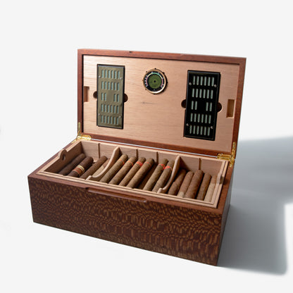 Lacewood Cigar Humidor - Spanish Cedar Lined - 80 Count - Personalized Brass Engraving