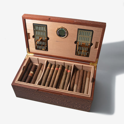 Lacewood Cigar Humidor - Spanish Cedar Lined - 80 Count - Personalized Brass Engraving